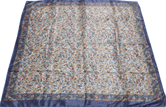 Sushila Vintage Cream Women Scarf Blend Silk Printed Floral Stole 37" x 36"