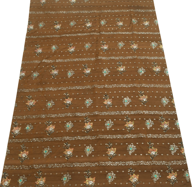 Sushila Vintage Sari Remnant Scrap Multi Purpose Hand Beaded Silk Craft Fabric
