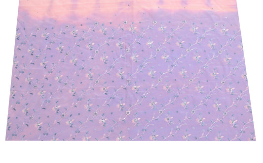 Sushila Vintage Purple Sari Remnant Scrap Floral Embroidered Floral Craft Fabric