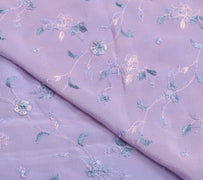 Sushila Vintage Purple Sari Remnant Scrap Floral Embroidered Floral Craft Fabric