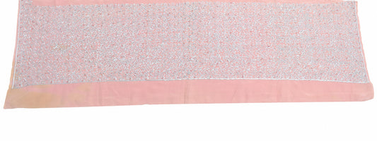 Sushila Vintage Dusty Rose Sari Remnant Scrap Pure Crepe Embroidery Craft Fabric