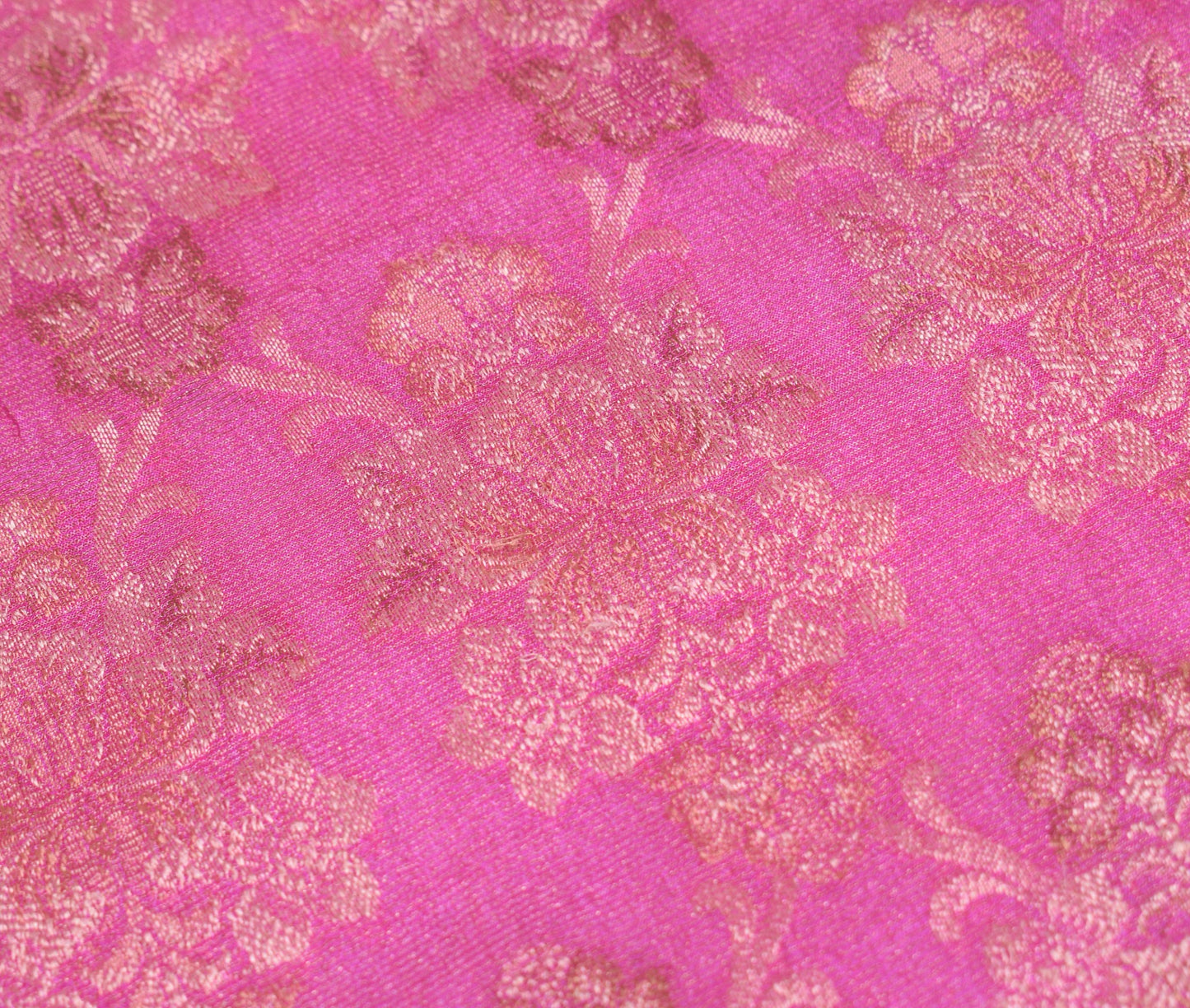 Sushila Vintage Pink Sari Remnant Scrap Pure Tussar Silk Woven Craft Fabric
