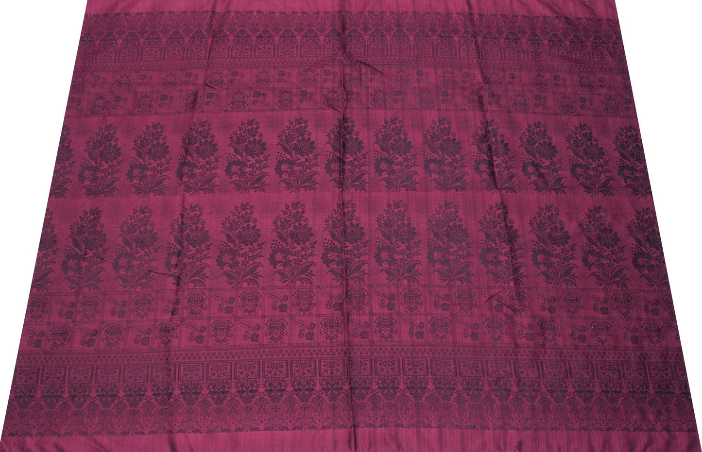 Sushila Vintage Pure Silk Sari Remnant Scrap Floral Woven Wine Soft Craft Fabric