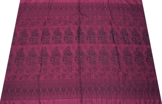 Sushila Vintage Pure Silk Sari Remnant Scrap Floral Woven Wine Soft Craft Fabric