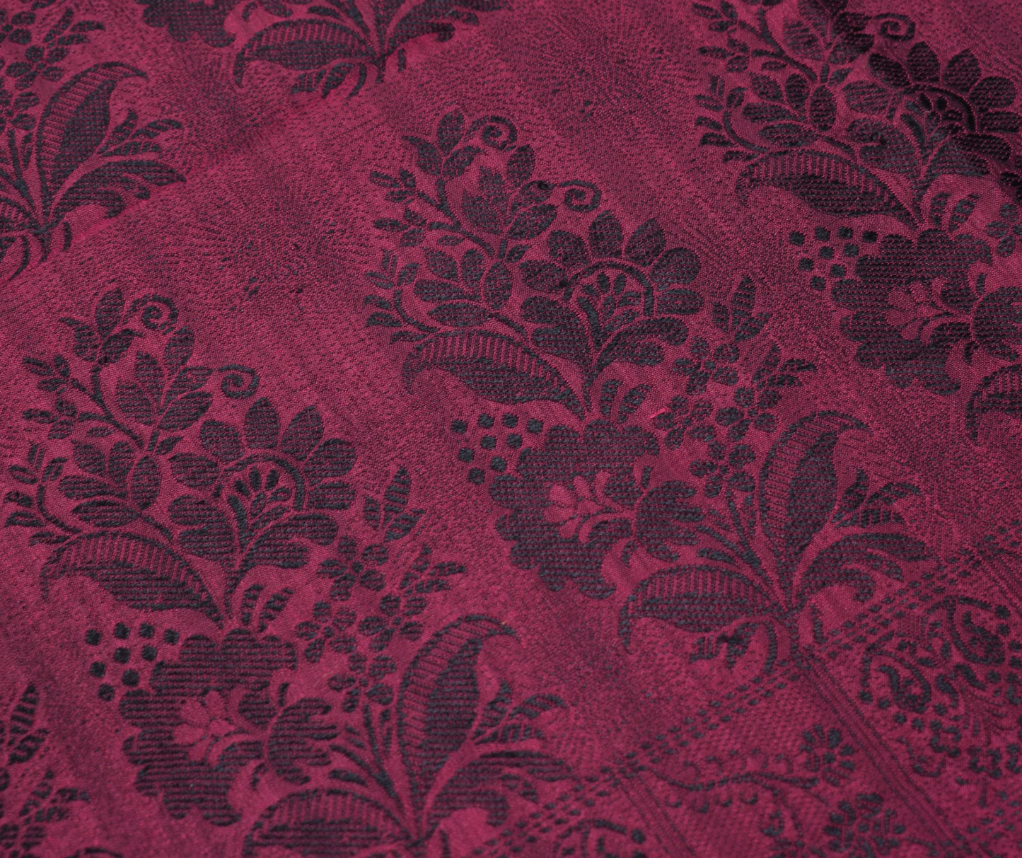 Sushila Vintage Pure Silk Sari Remnant Scrap Floral Woven Wine Soft Craft Fabric