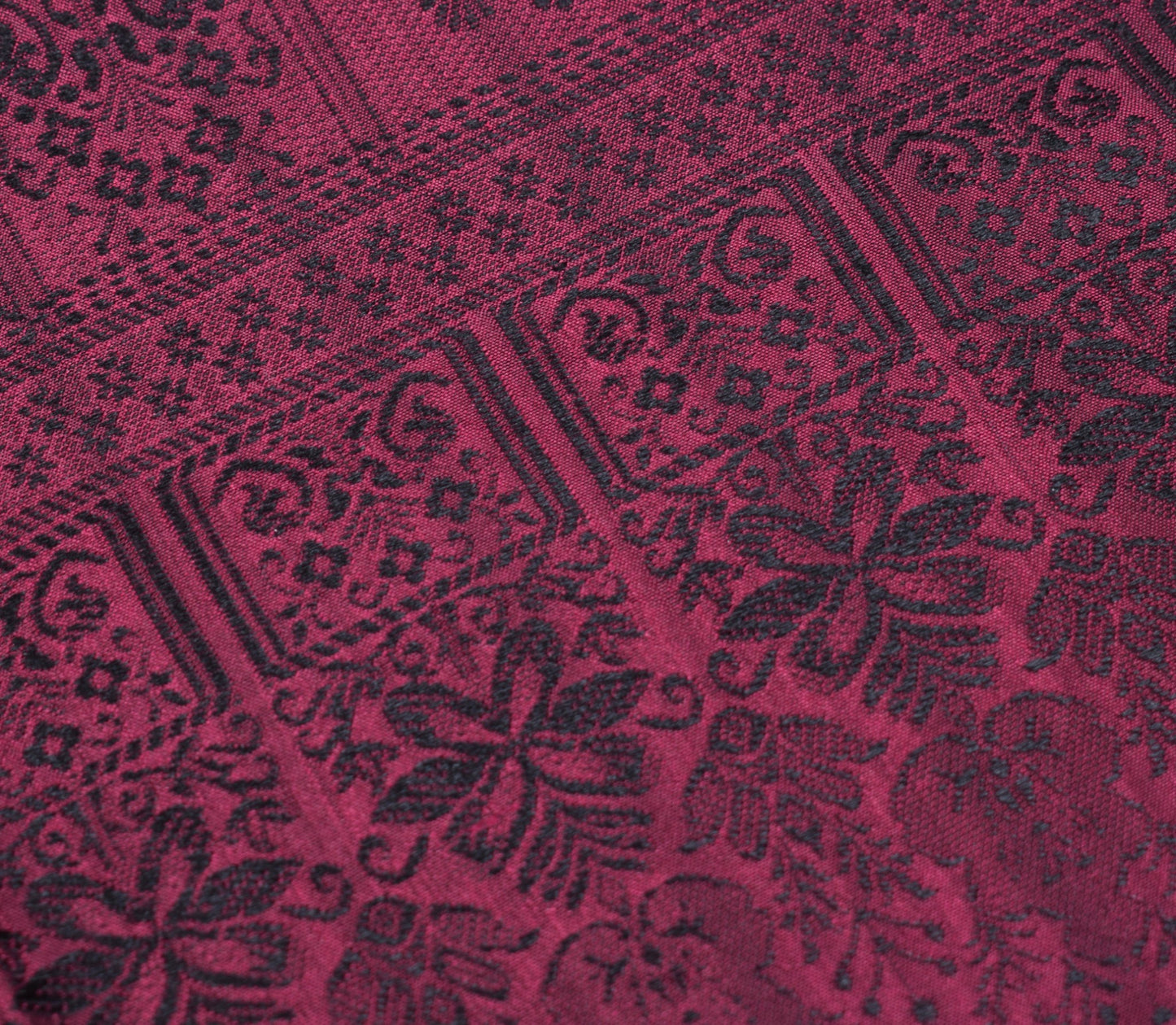 Sushila Vintage Pure Silk Sari Remnant Scrap Floral Woven Wine Soft Craft Fabric