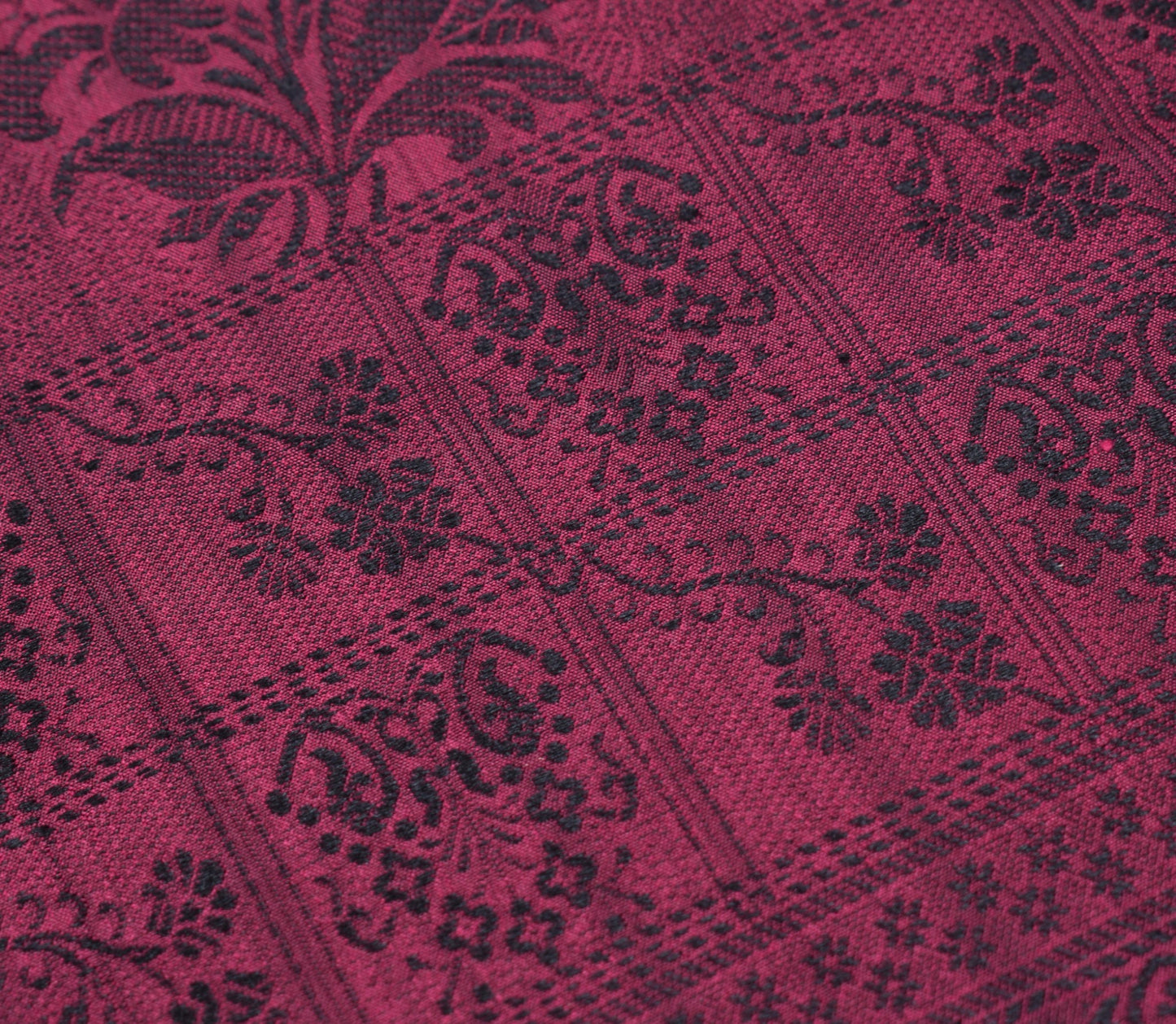 Sushila Vintage Pure Silk Sari Remnant Scrap Floral Woven Wine Soft Craft Fabric