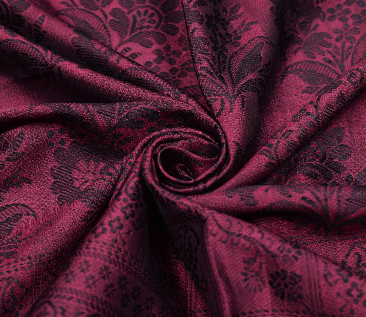 Sushila Vintage Pure Silk Sari Remnant Scrap Floral Woven Wine Soft Craft Fabric