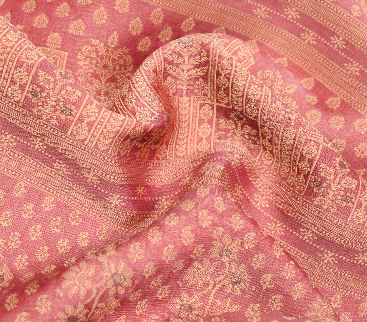 Sushila Vintage Floral Woven Sari Remnant Scrap Multi Purpose Silk Craft Fabric
