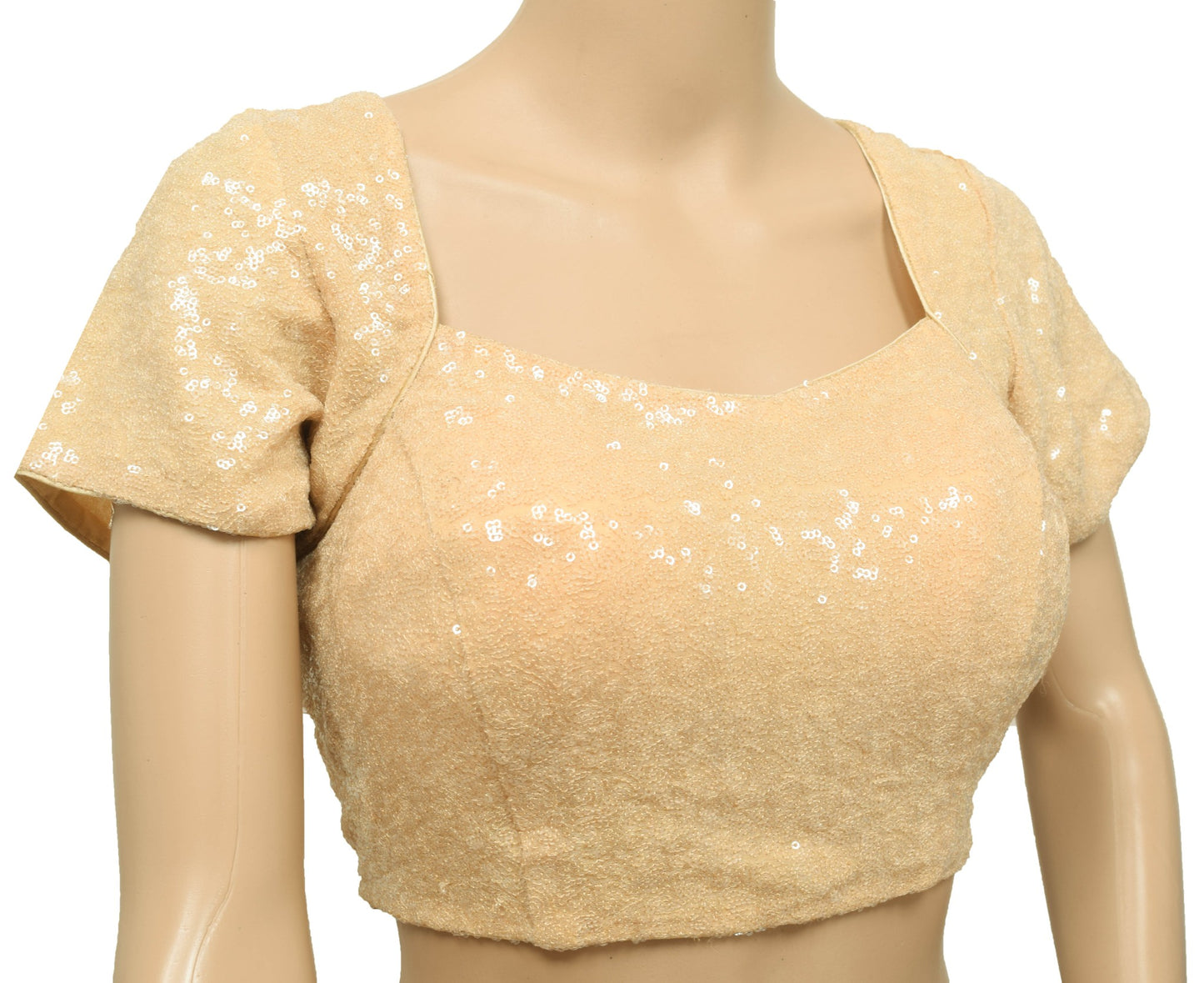 Vintage Stitched Padded Sari Blouse Georgette Sequins Embellish Designer Top 36