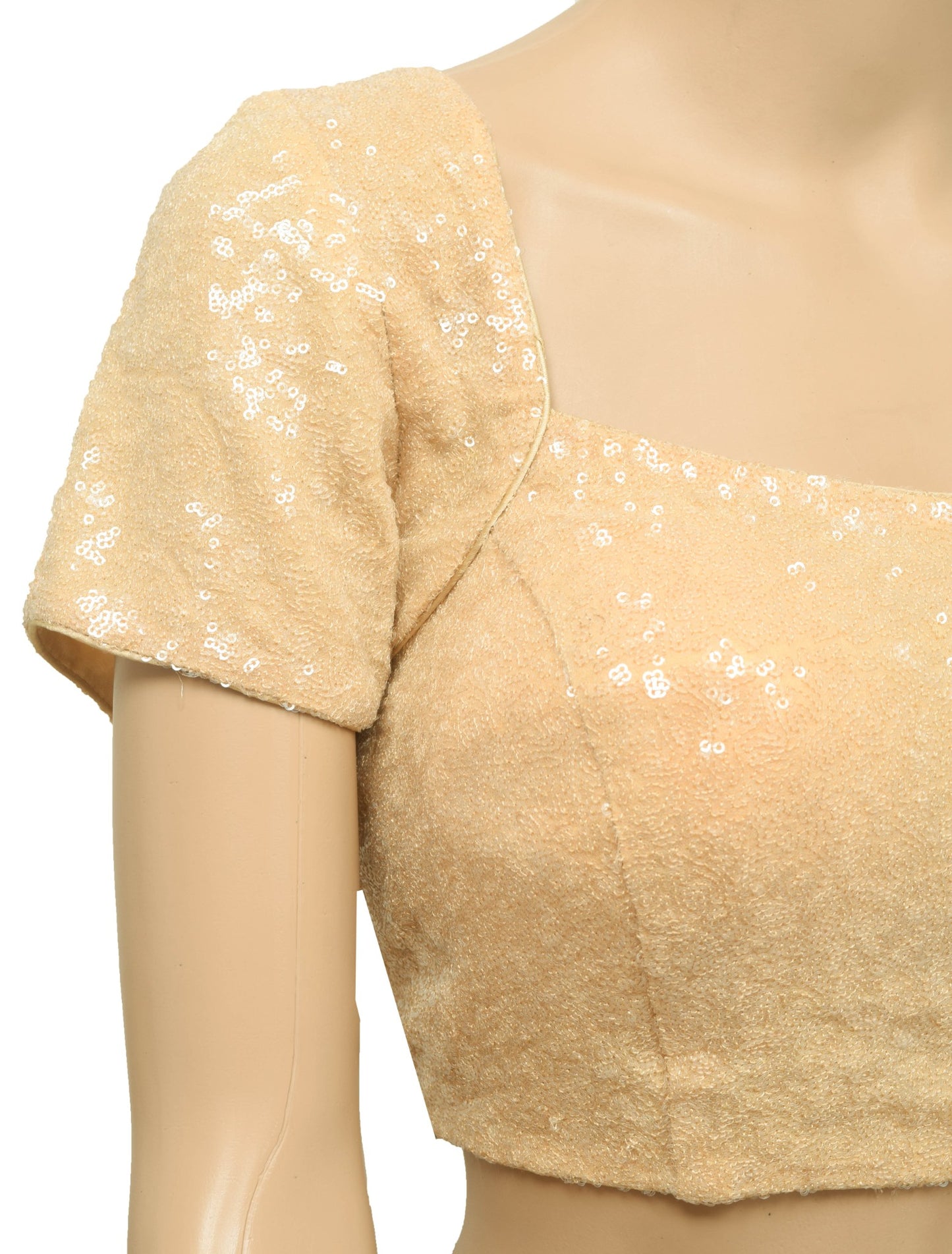 Vintage Stitched Padded Sari Blouse Georgette Sequins Embellish Designer Top 36