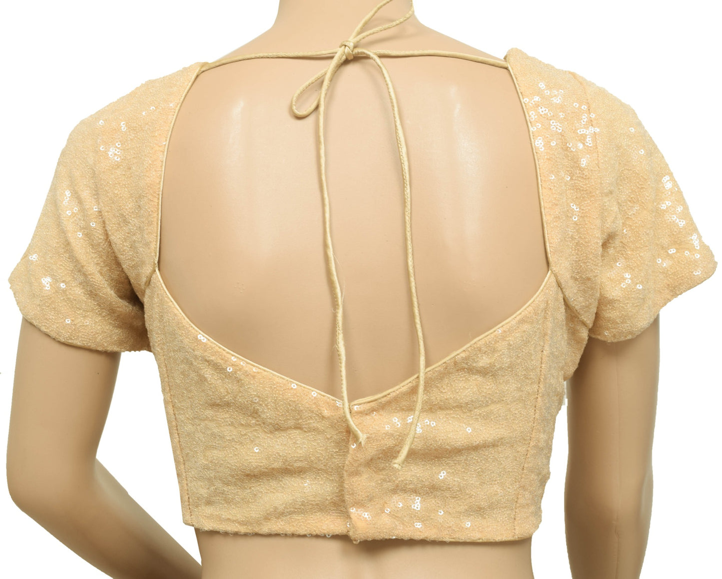 Vintage Stitched Padded Sari Blouse Georgette Sequins Embellish Designer Top 36