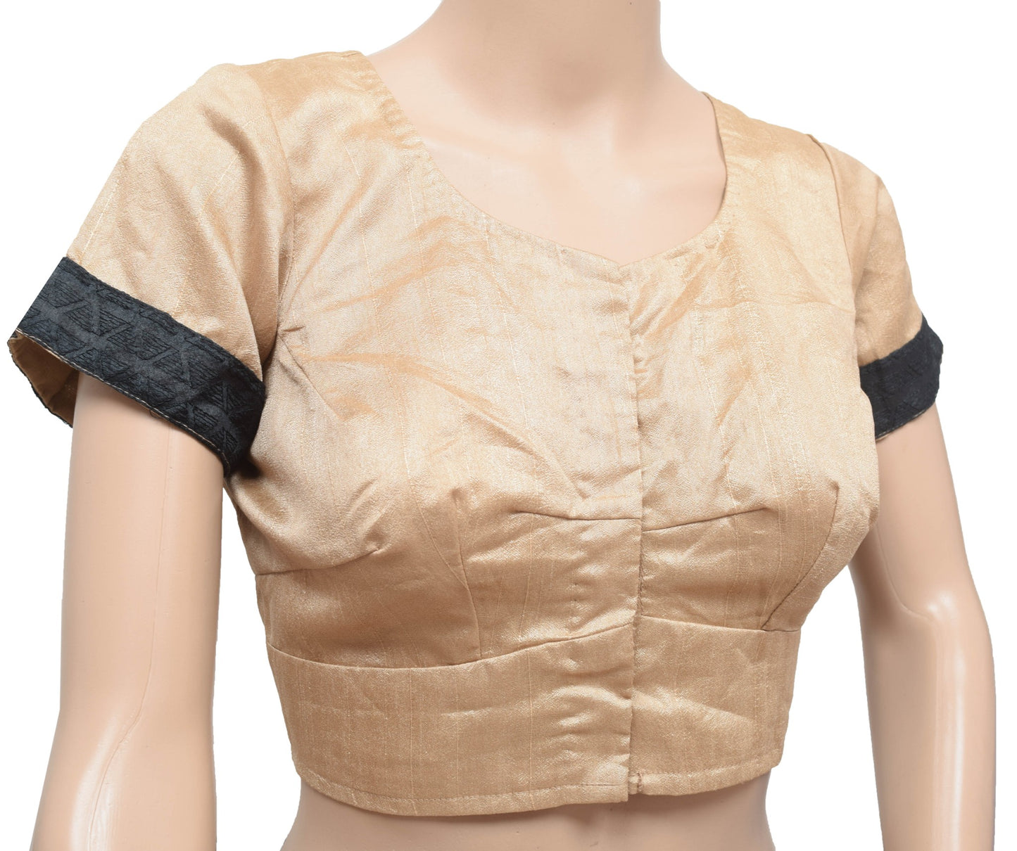 Sushila Vintage Readymade Stitched Sari Blouse Brown Silk Woven Designer Top 36