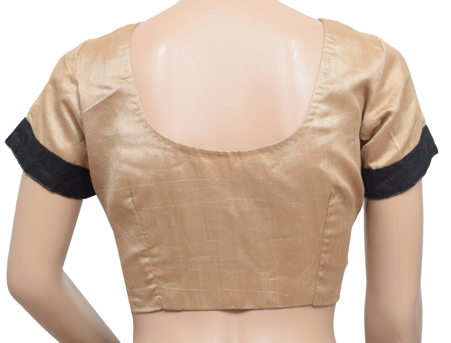 Sushila Vintage Readymade Stitched Sari Blouse Brown Silk Woven Designer Top 36