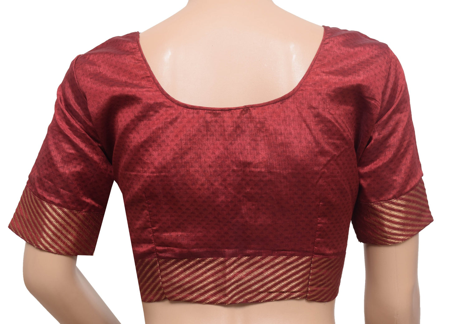 Size 36 Vintage Readymade Stitched Sari Blouse Maroon Printed Silk Women Choli