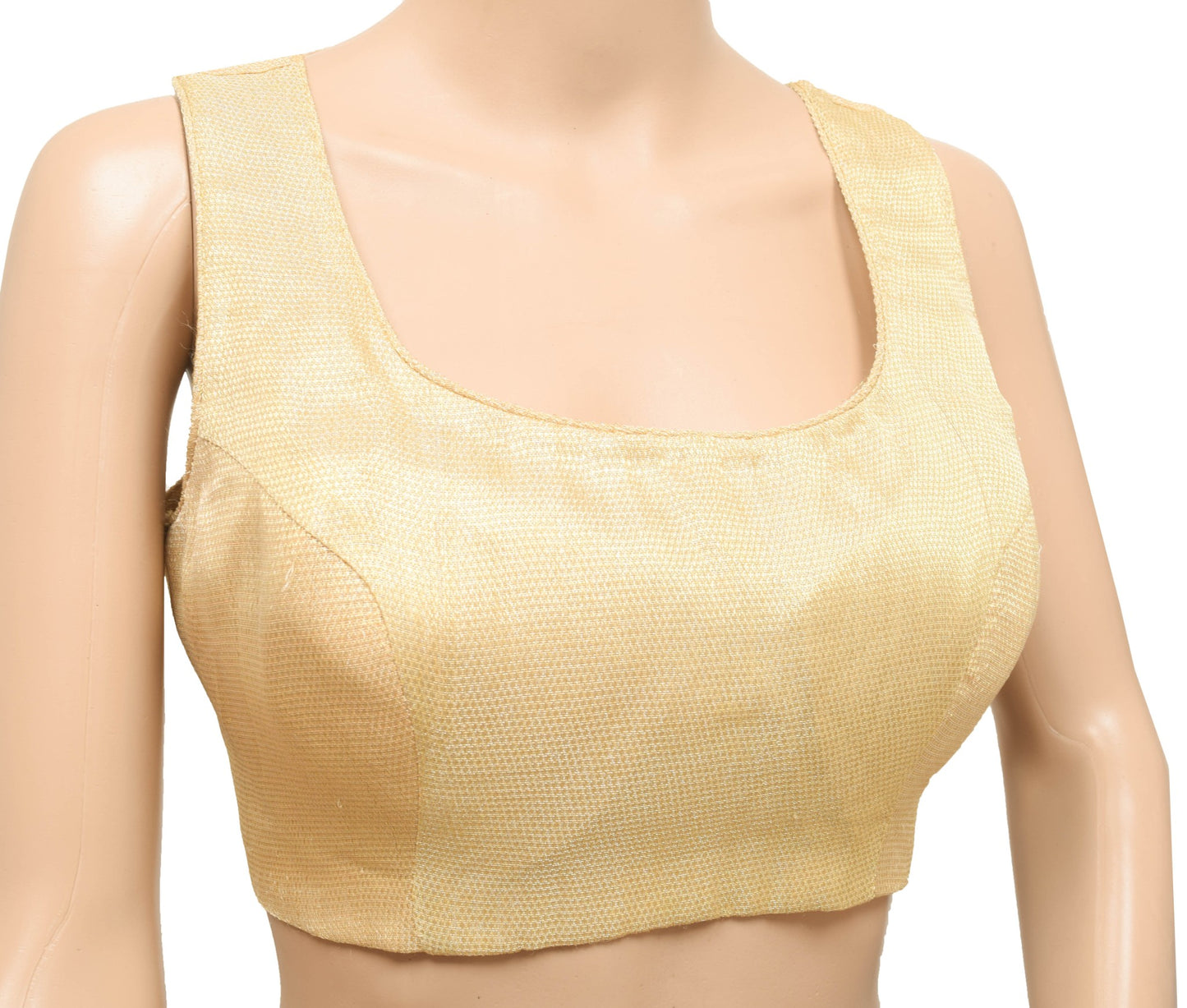 Vintage Stitched Sari Blouse Womens Brocade Sleeveless Golden Padded Top 40