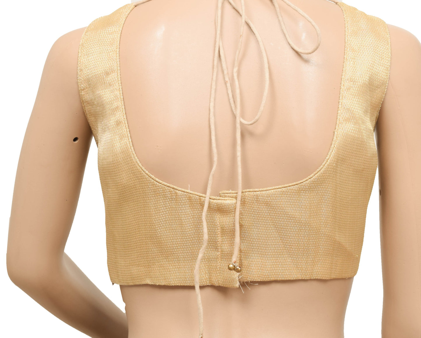 Vintage Stitched Sari Blouse Womens Brocade Sleeveless Golden Padded Top 40