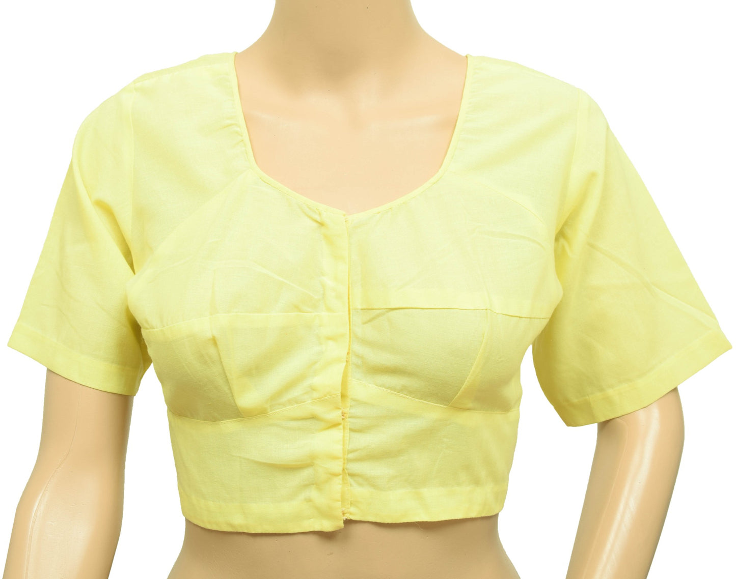 Sushila Vintage Yellow Stitched Sari Blouse Cotton Choli Cut Top For Women 38