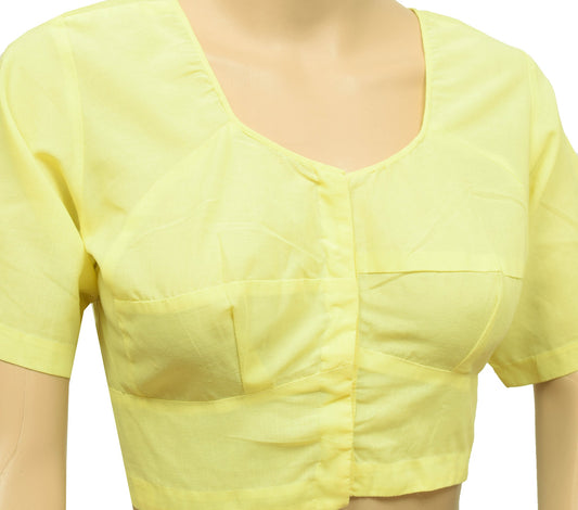 Sushila Vintage Yellow Stitched Sari Blouse Cotton Choli Cut Top For Women 38