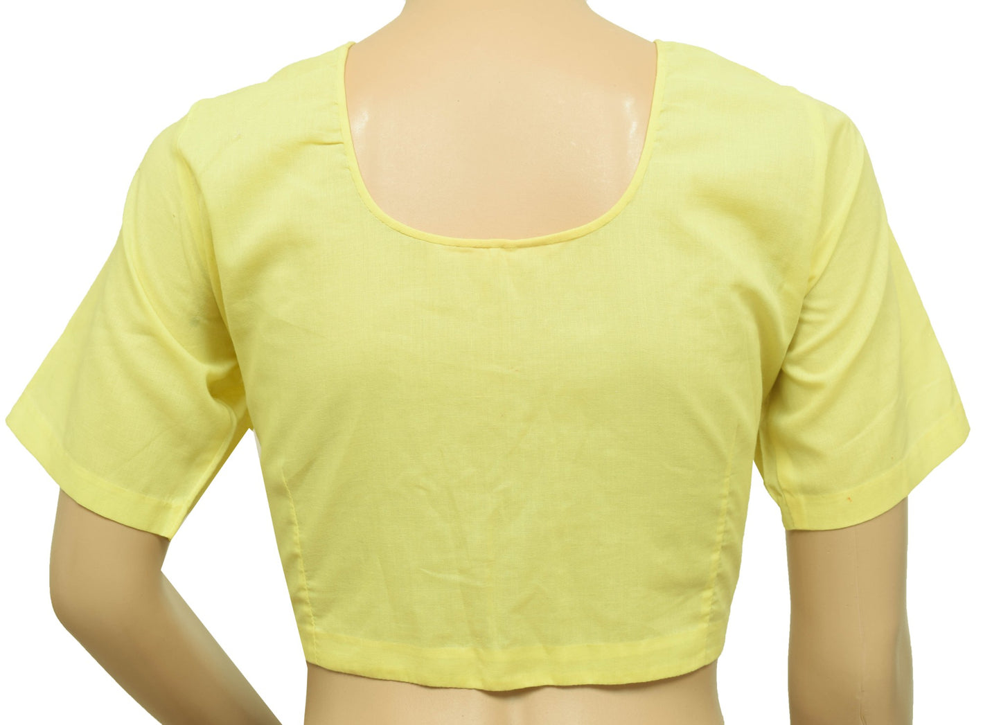 Sushila Vintage Yellow Stitched Sari Blouse Cotton Choli Cut Top For Women 38