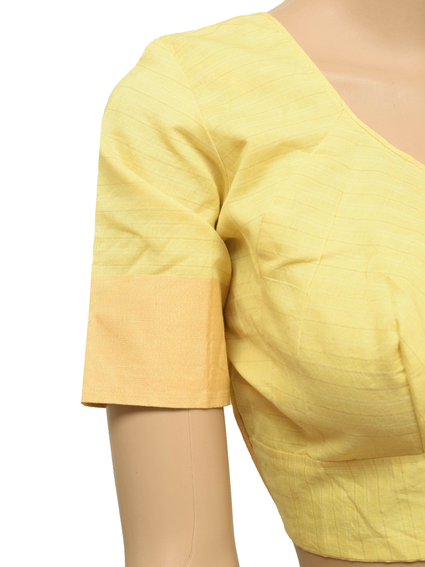Sushila Vintage Readymade Stitched Yellow Cotton Sari Blouse Woven Women Top 38
