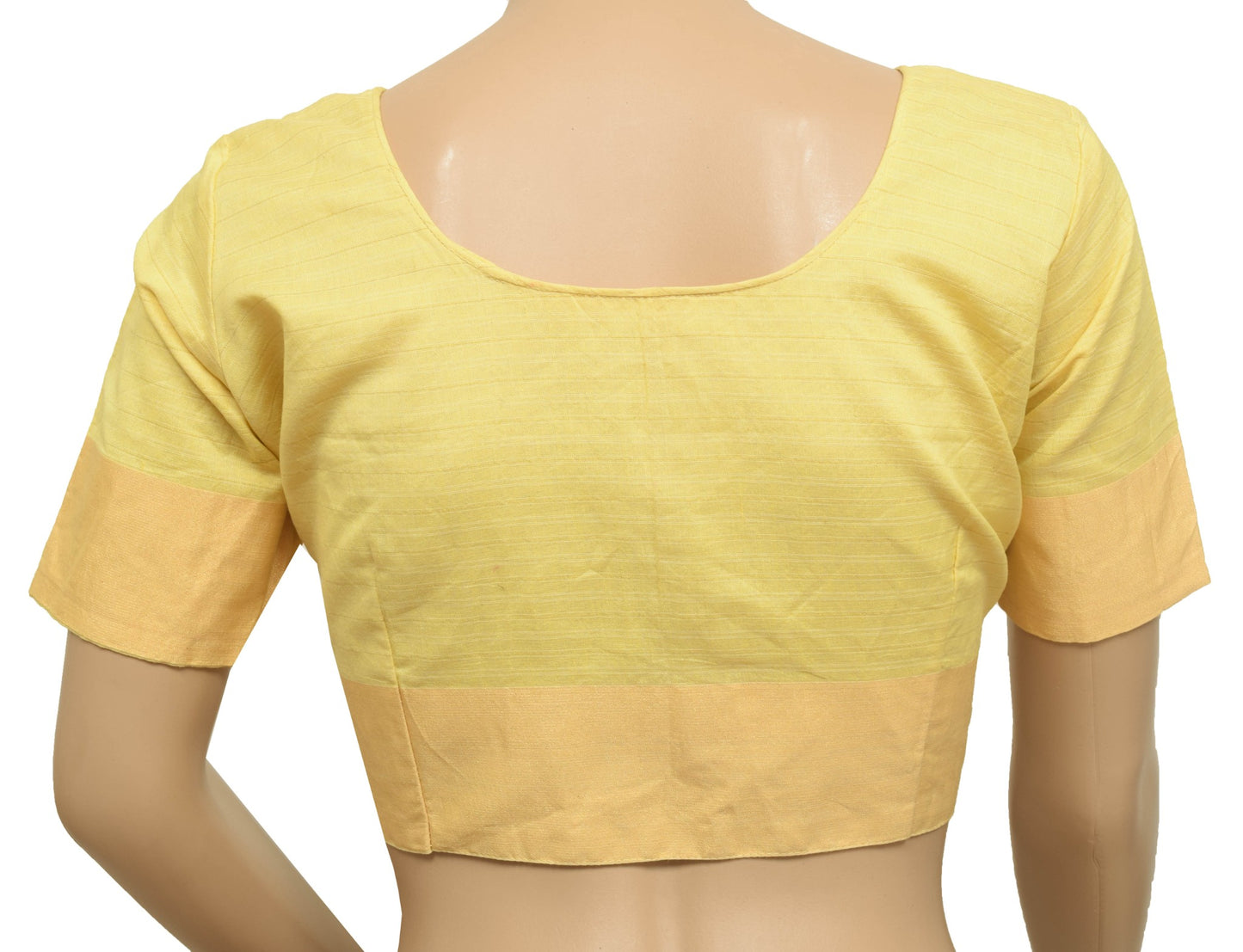 Sushila Vintage Readymade Stitched Yellow Cotton Sari Blouse Woven Women Top 38