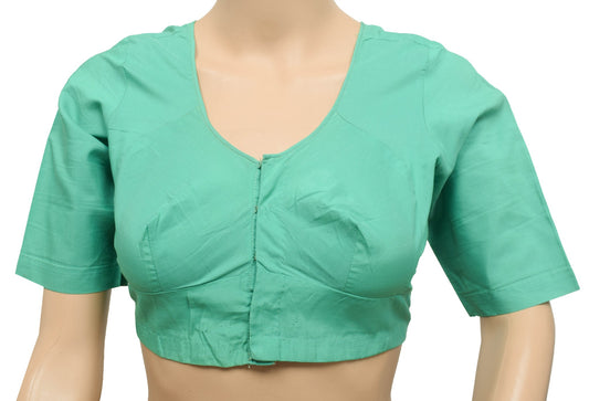 Sushila Vintage Green Readymade Stitched Sari Blouse Blend Silk Size36 Choli Top
