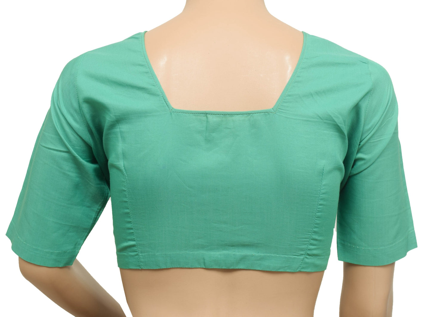 Sushila Vintage Green Readymade Stitched Sari Blouse Blend Silk Size36 Choli Top