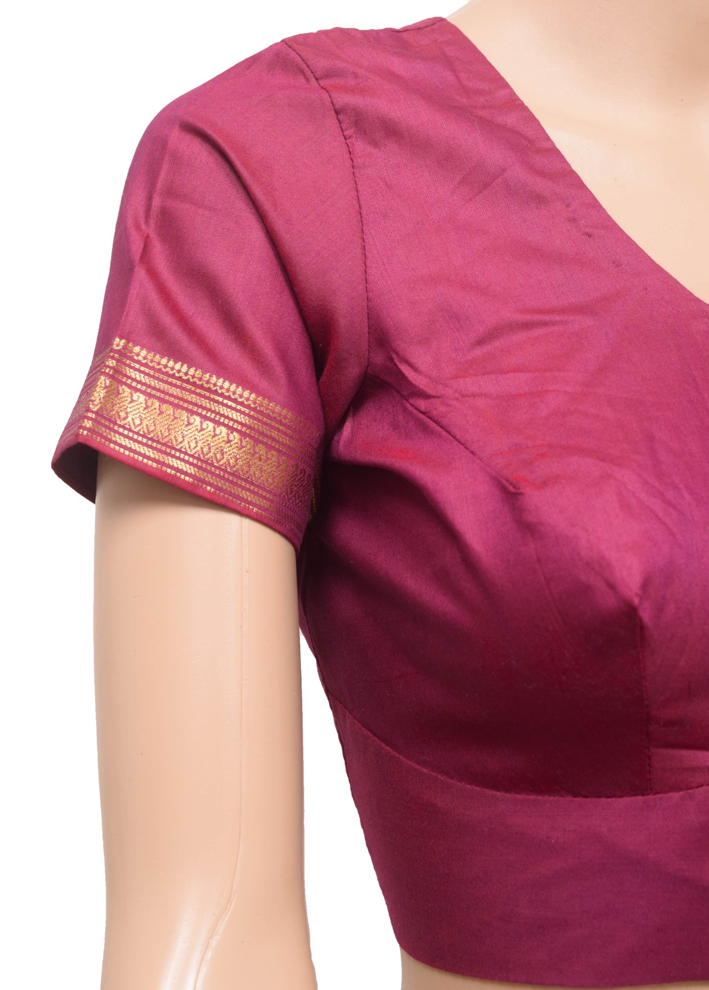 Sushila Vintage Maroon Size 34 Stitched Sari Blouse Cotton Silk Woven Choli Top