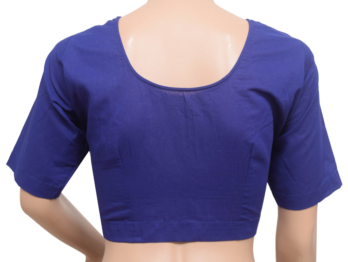 Sushila Vintage Blue Readymade Stitched Sari Blouse Cotton Plain Women Choli 38