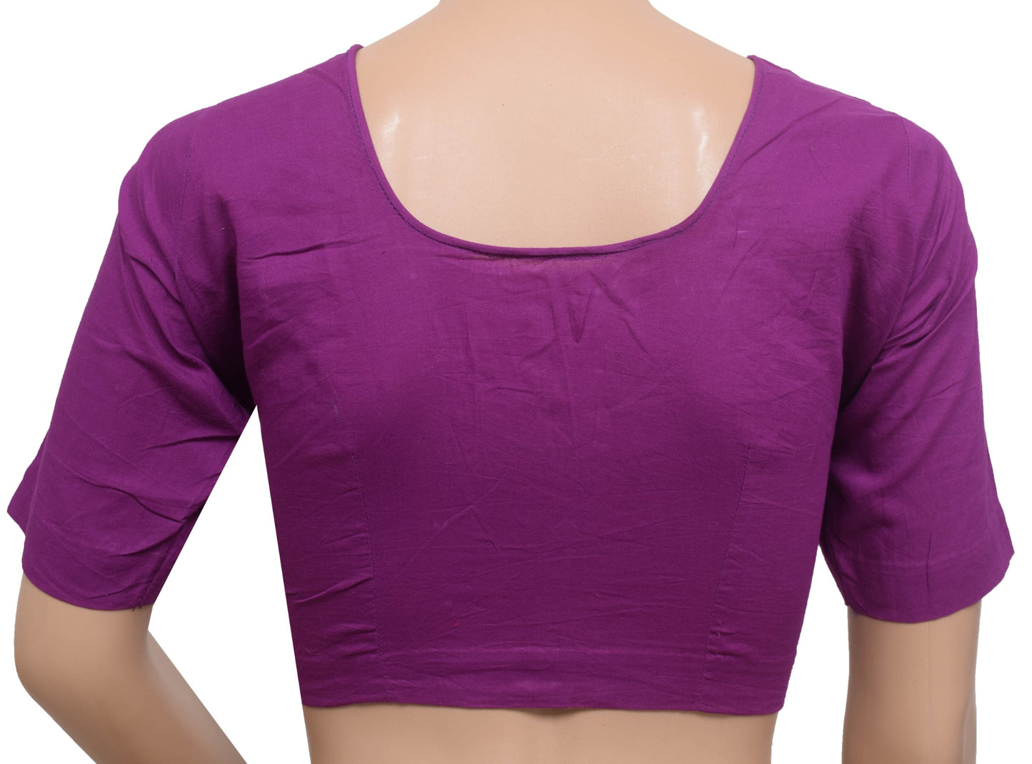 Sushila Vintage Readymade Stitched Sari Blouse Purple Cotton Plain Choli Size 36