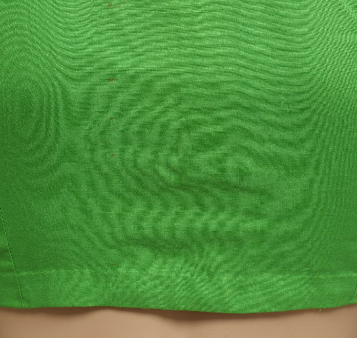 Sushila Vintage Readymade Sari Blouse Green Cotton Plain Woven Choli Size 36
