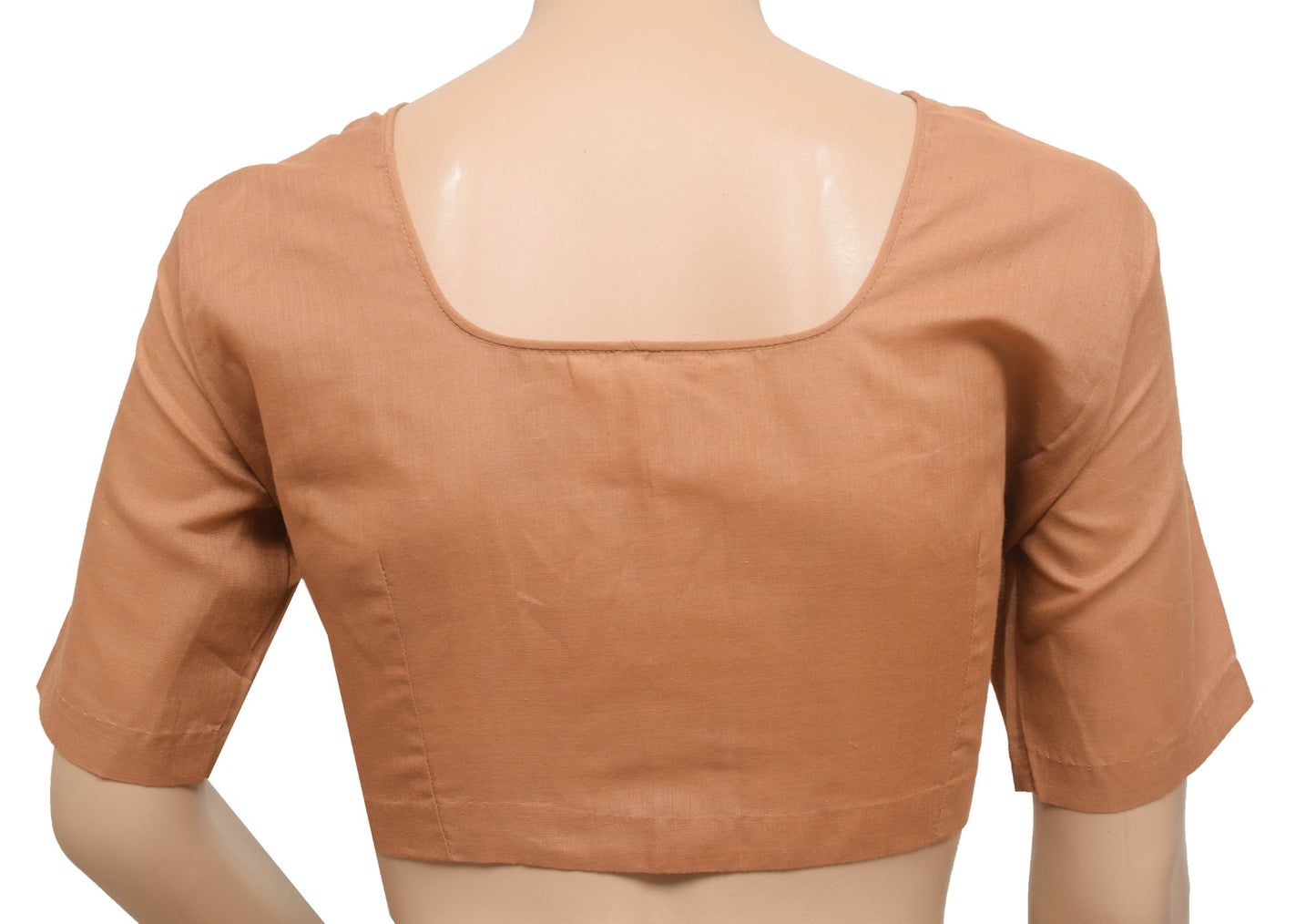 Sushila Vintage Brown Choli Cut Stitched Sari Blouse Cotton Plain Women Top 36