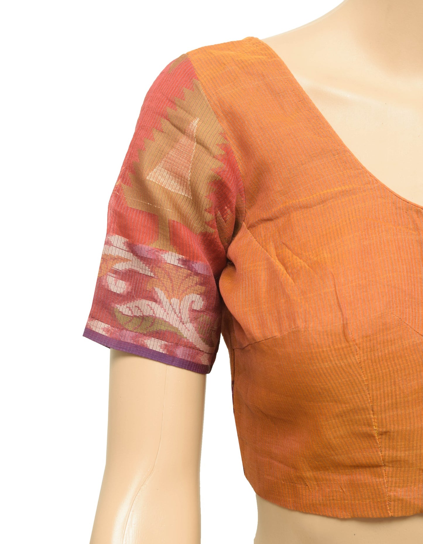 Sushila Vintage Rust  Readymade Stitched Sari Blouse Silk Woven Size 32 Choli