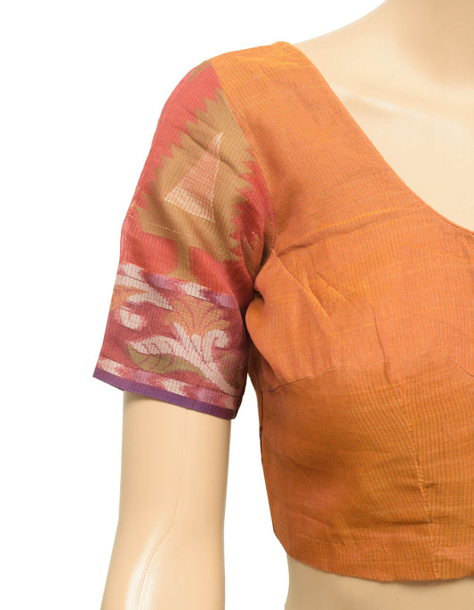 Sushila Vintage Rust  Readymade Stitched Sari Blouse Silk Woven Size 32 Choli