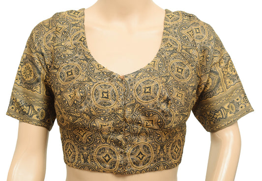 Sushila Vintage Readymade Stitched Sari Blouse Woven Silk Floral Choli Size 36