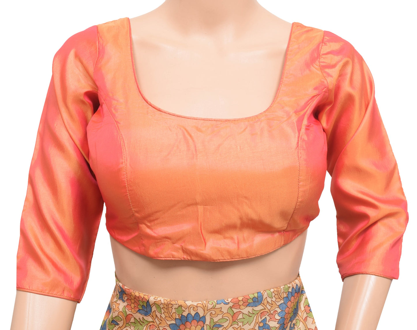 Sushila Vintage Rust Dual Tone Stitched Sari Blouse Silk Designer Padded Top 30