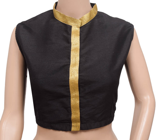 Vintage Black Branded Womens Koti Blouse for Festive Party Wear Top Size 38