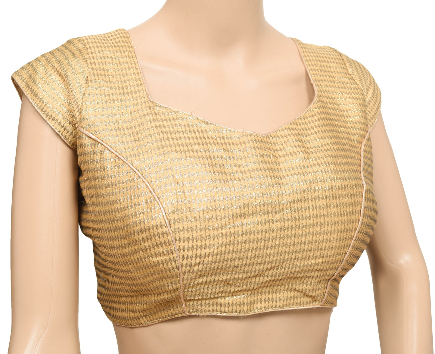Size 36 Vintage Readymade Stitched Golden Padded Sari Blouse Woven Designer Top