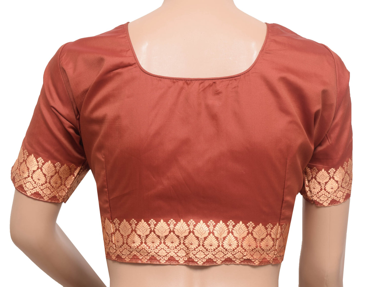 Sushila Vintage Readymade Dark Rust Sari Blouse Silk Resham Woven Choli Size 36