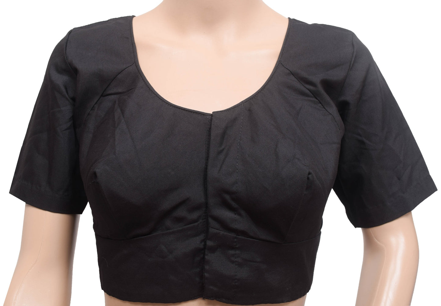 Sushila Vintage Black Readymade Stitched Sari Blouse Plain Cotton Women Top 36