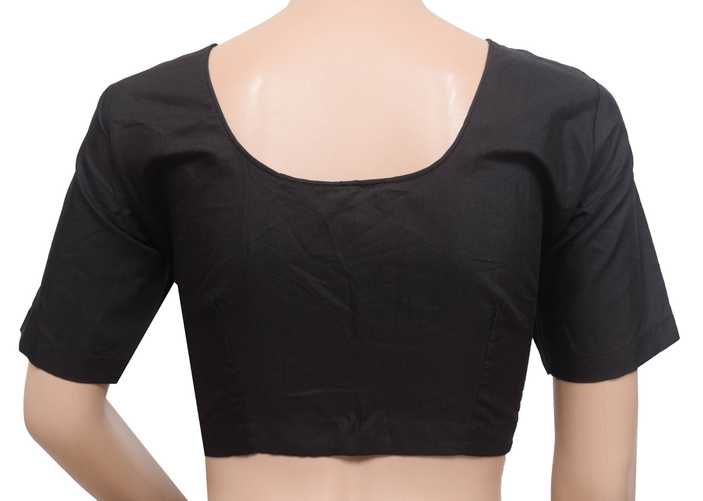 Sushila Vintage Black Readymade Stitched Sari Blouse Plain Cotton Women Top 36