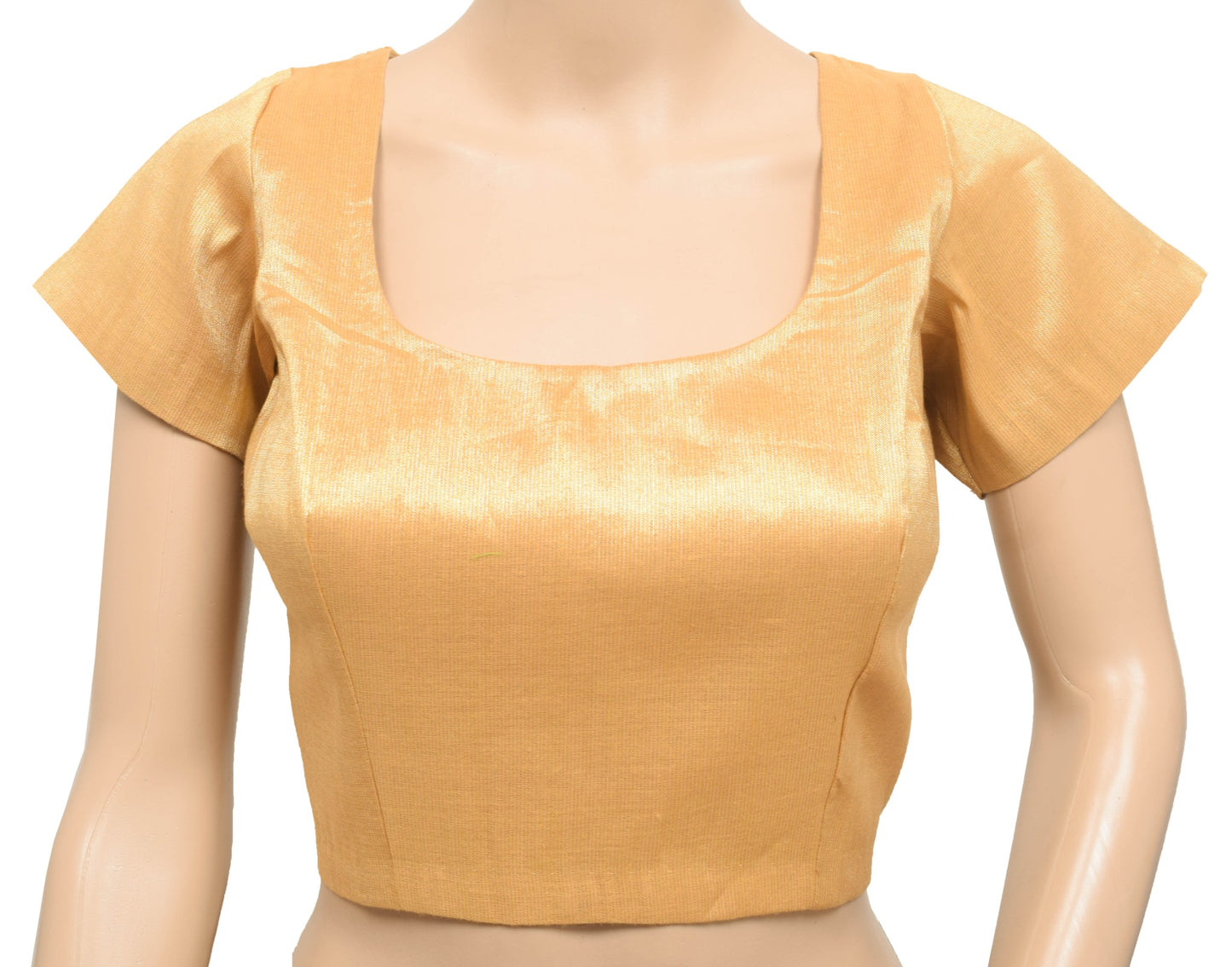 Sushila Vintage Golden Readymade Stitched Sari Blouse Silk Woven Party Top 36