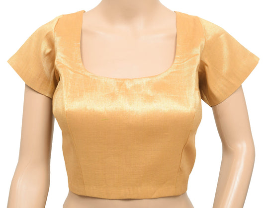 Sushila Vintage Golden Readymade Stitched Sari Blouse Silk Woven Party Top 36