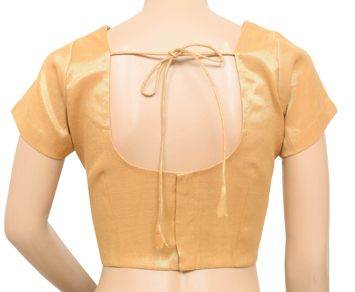 Sushila Vintage Golden Readymade Stitched Sari Blouse Silk Woven Party Top 36