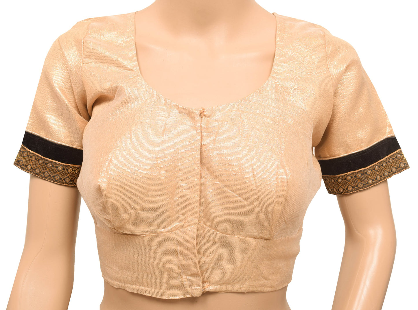 Sushila Vintage Top Readymade Stitched Golden Shimmer Sari Blouse Choli Size 36