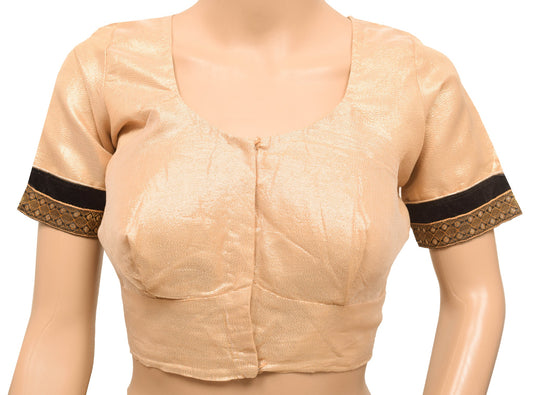 Sushila Vintage Top Readymade Stitched Golden Shimmer Sari Blouse Choli Size 36