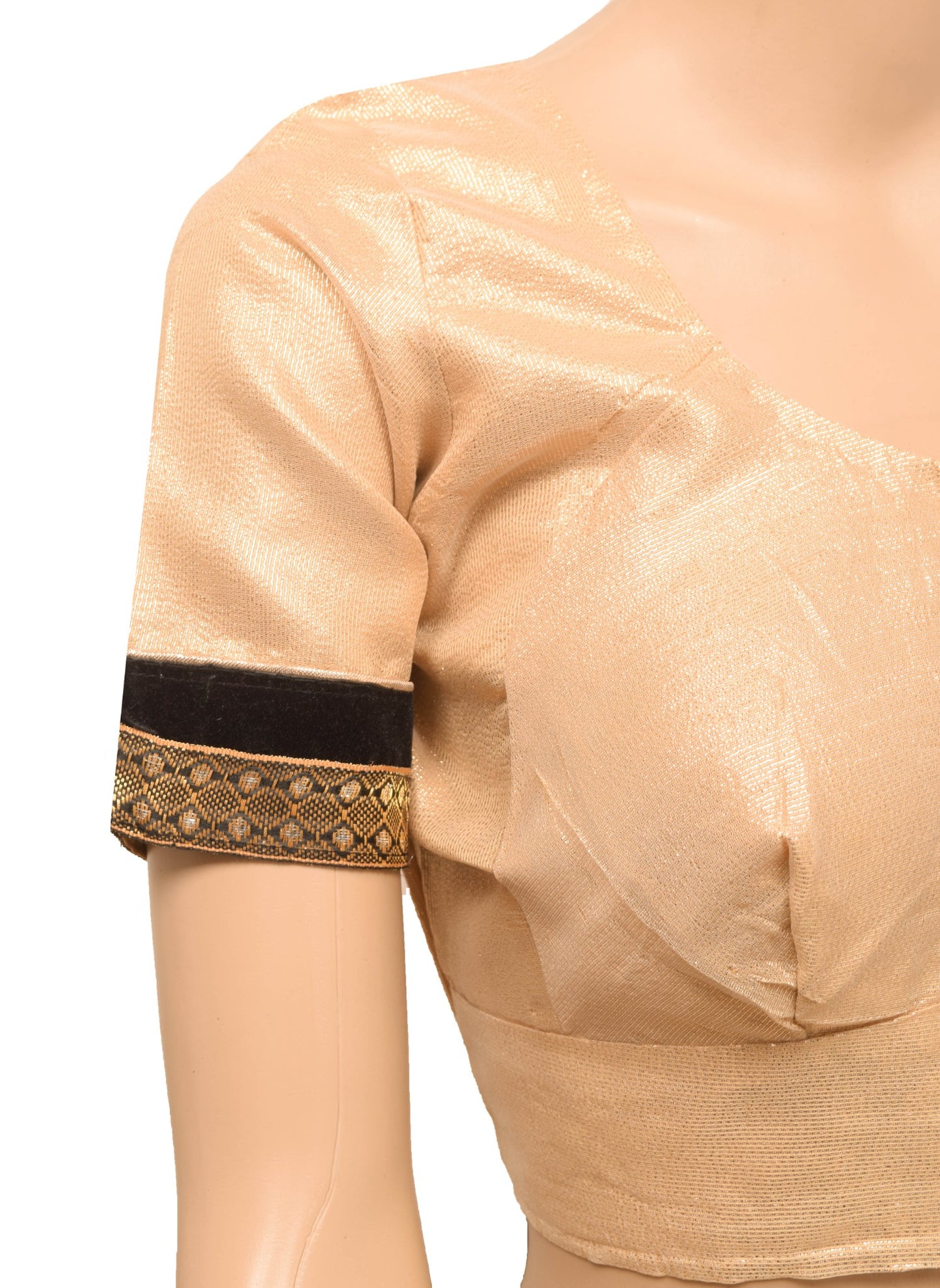 Sushila Vintage Top Readymade Stitched Golden Shimmer Sari Blouse Choli Size 36
