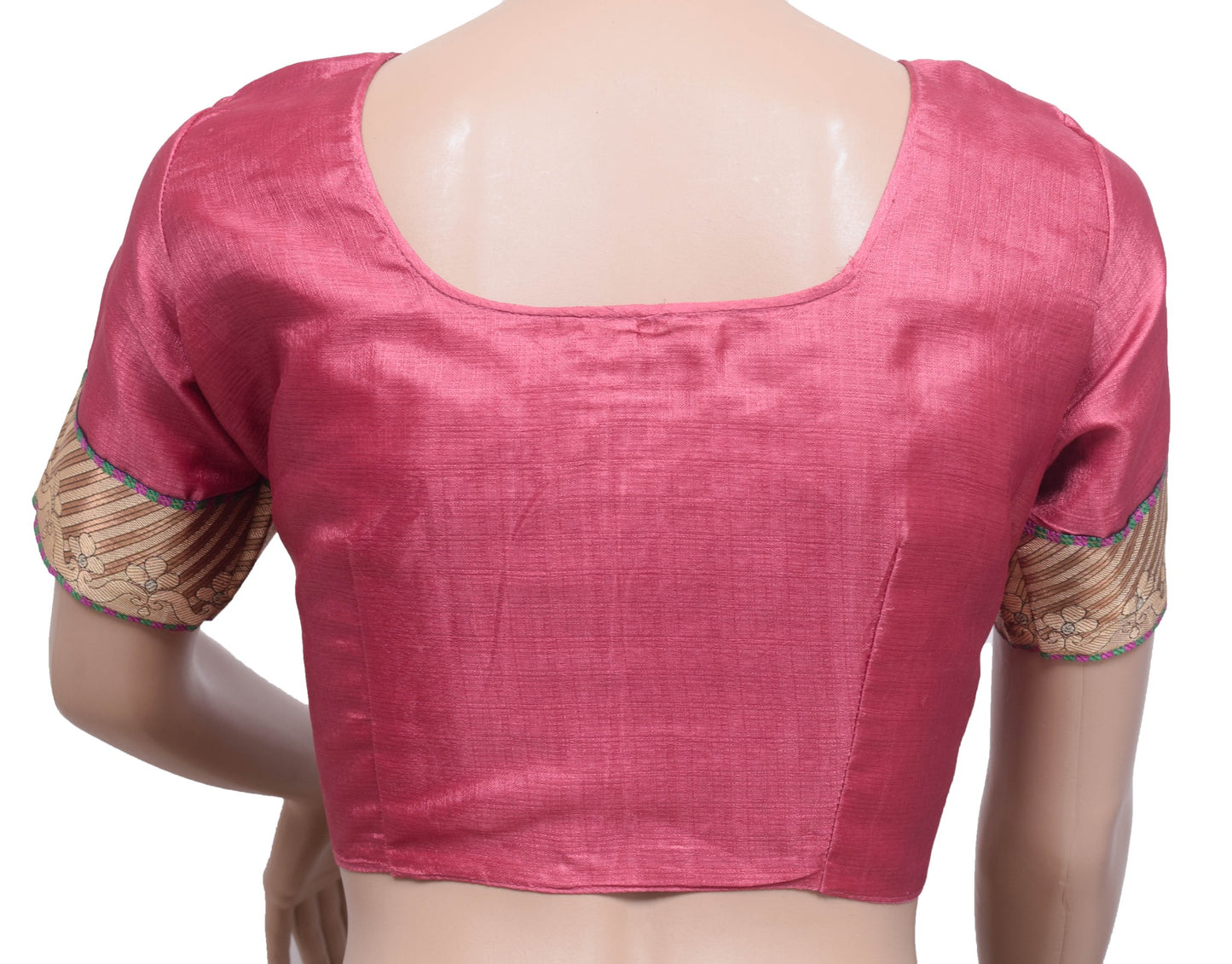 Sushila Vintage Readymade Stitched Sari Blouse Pink Silk Designer Women Choli 36