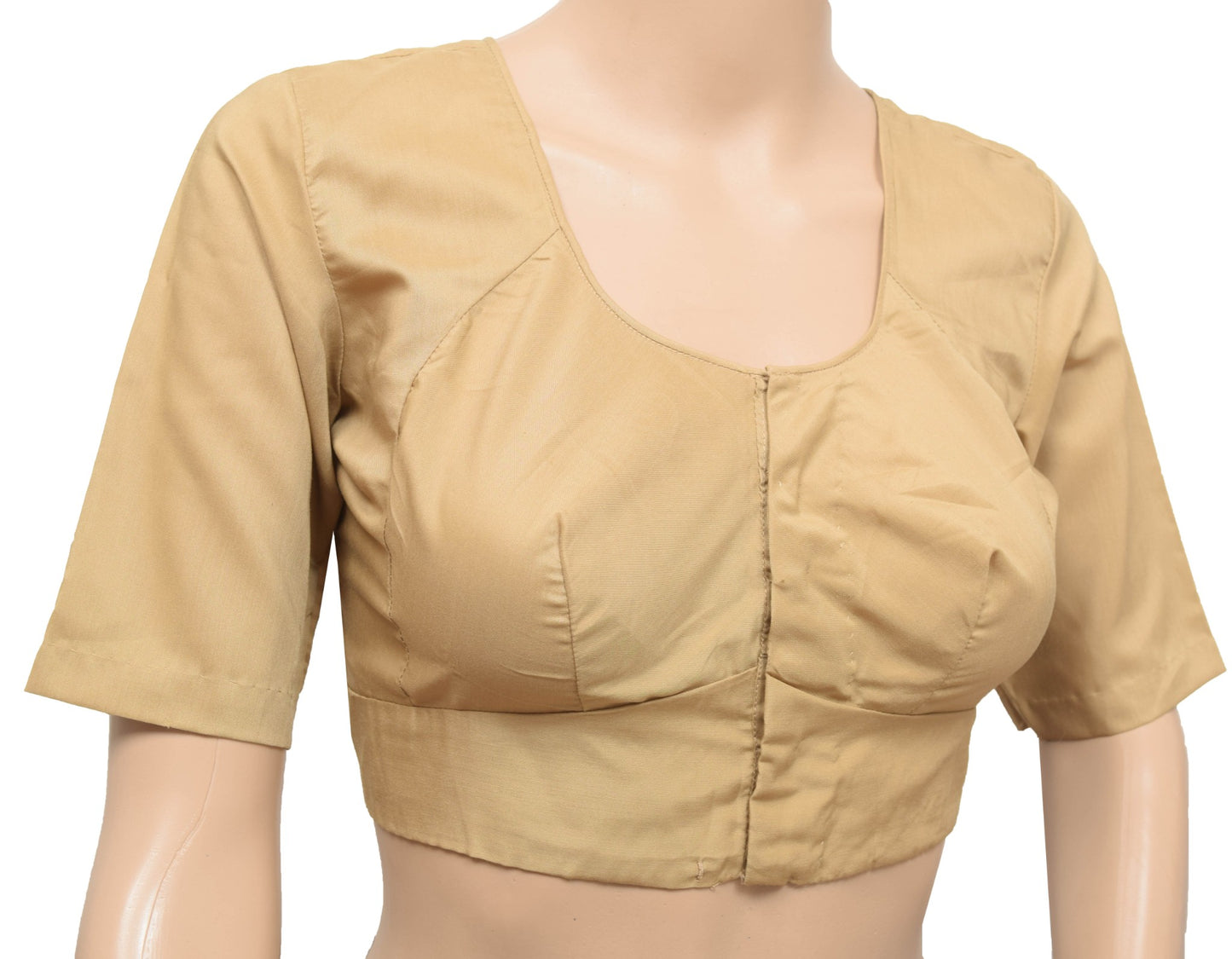 Sushila Vintage Readymade Stitched Sari Blouse Brown Plain Cotton Choli Size34